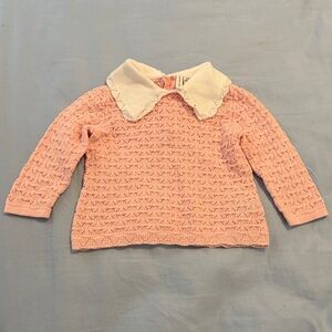 Janie and Jack 3/6M White and Pink Knit Sweater